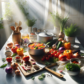Romanian Ghiveci Vegetable Stew with Fresh Ingredients