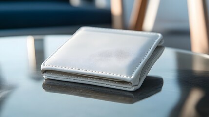 78. A single white leather wallet with a smooth texture