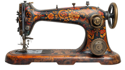 old sewing machine isolated on White PNG