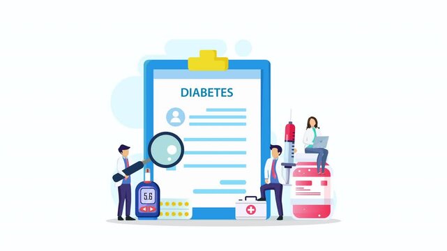 Medicine diabetes concept. Animation video 2d clip 4k	
