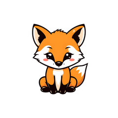 Fototapeta premium Cute baby fox logo isolated on white background. Generative AI