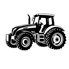 Obraz premium Farm tractor, black and white silhouette logo design isolated on a white background. Generative AI