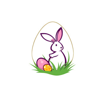 easter bunny egg grass scene clip art preview