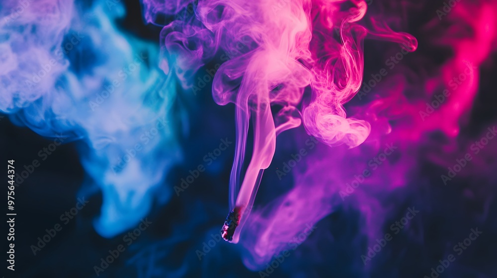 Poster Abstract smoke in blue and pink hues.