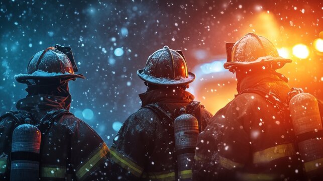 Firefighters in Snowstorm