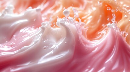 Fototapeta premium Close-Up of Pink and Peach Liquid Waves Generative AI