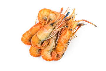 Grilled shrimp on a white background. Seafood. Natural symptoms