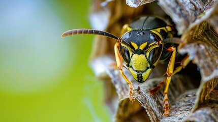 wasp building a nest
