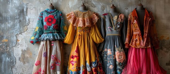 Sustainable Fashion Showcase A Vibrant Collection of Upcycled Garments Featuring Intricate Embroidered Patterns Natural Dyes