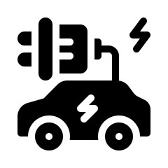 Electric Car Charging glyph icon