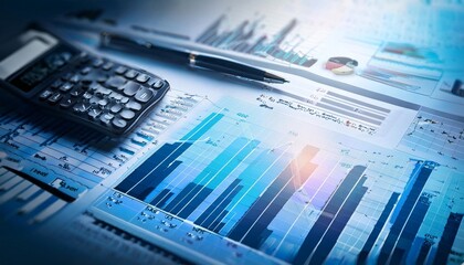 Detailed financial management chart with depth of field for strategic business planning