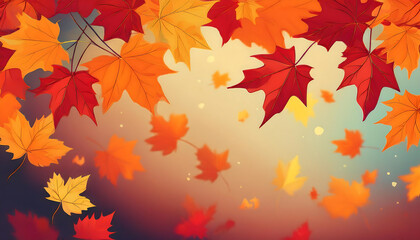  Autumn background with maple leaves, featuring vibrant fall foliage for seasonal design_1(33)