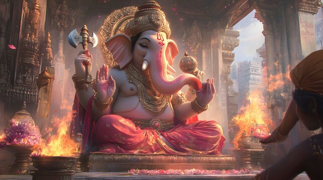 3d cartoon ganesh realistic representation spirituality creativity.