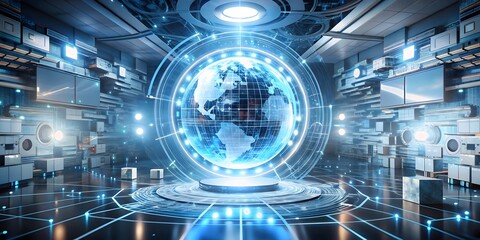 Obraz premium abustract gloing circal futuristic AI-inspired technology background. Generated by AI