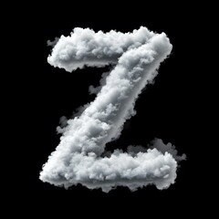 Cloud Letter A, Cloud or Smoke Alphabet A Isolated on Black Background, Heavenly Typography with Fluffy Clouds