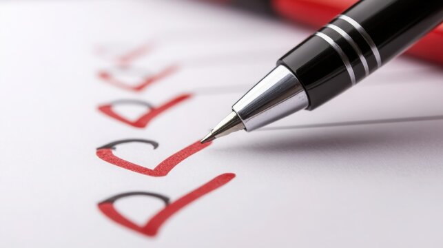 Home Buying Checklist with Pen Marking Completed Tasks, Emphasizing Organization and Progress in the Home Purchase Journey, Focused on Practicality and Planning