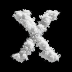 Cloud Letter X, Cloud or Smoke Alphabet X Isolated on Black Background, Heavenly Typography with Fluffy Clouds