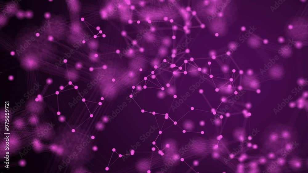 Poster digital plexus abstract technology. abstract background with motion plexus purple dots and lines. di