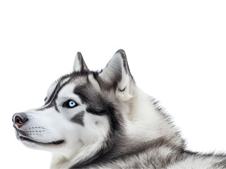 Obraz premium Siberian Husky Dog Looking Back Over its Shoulder Isolate on Transparent Background, Cut Out, Pet, Cute Animal, Close-up, white background