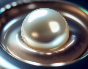 Close-Up Illustration of a Lustrous Pearl with Smooth Surface and Subtle Iridescence