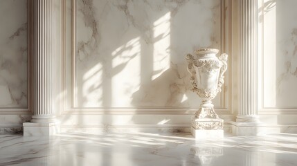 200. A pristine white marble pedestal with an elegant sculpture