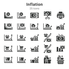 25 icons collection about inflation