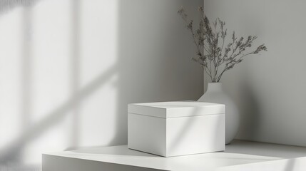 Obraz premium 187. A minimalist white storage box with a sleek design