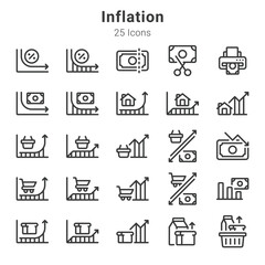 25 icons collection about inflation