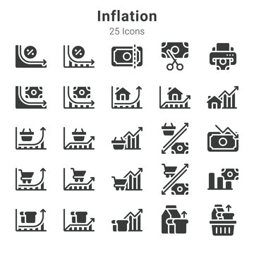 25 icons collection about inflation