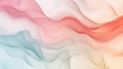 Fototapeta premium Abstract wavy pastel design in pink, blue, and white hues.