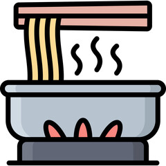 noodles icon illustration design with filled outline