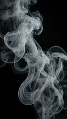 Thin White Smoke Dancing Elegantly Against a Deep Black Background