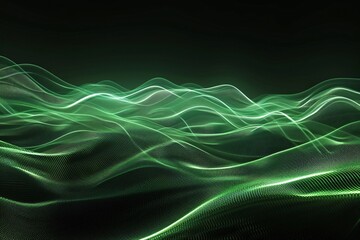 Naklejka premium Green and white wavy glowing neon lines