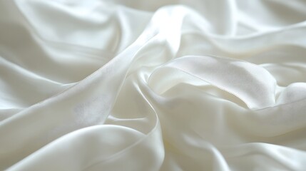 Fototapeta premium 180. A delicate white silk ribbon with a subtle sheen