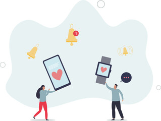 Health as mobile health care app for disease warning .flat design with people.