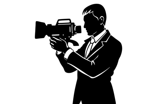 recommend clip art: Cameraman silhouette vector design, Silhouette of photographer with camera.