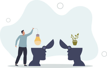 Mentorship or advice from mentor for personal development.flat design with people.