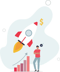 Paid advertising and marketing boost for sales growth .flat design with people.