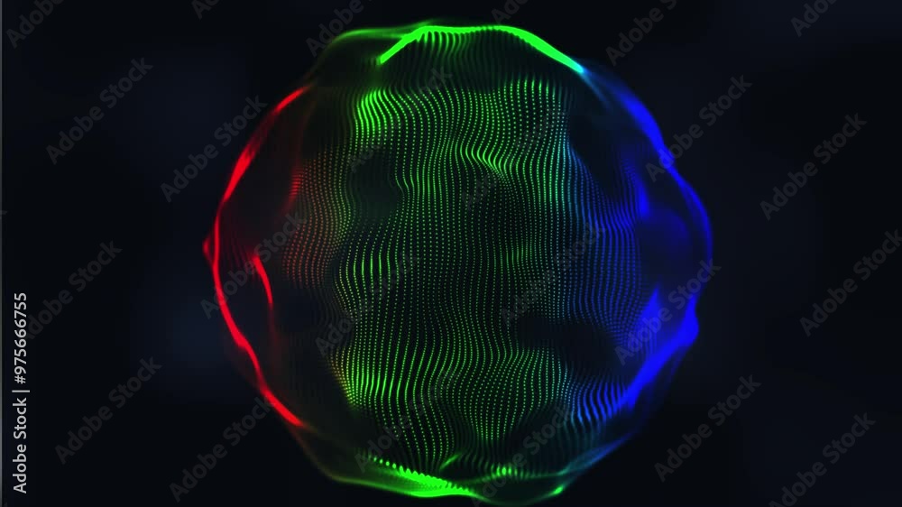 Poster sphere of abstraction network. a multicolor sphere in abstract form with lines and dots connecting. 