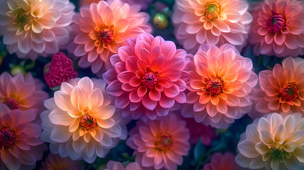 Fototapeta premium Vibrant Bloom Array A Colorful Display of Dahlia Flowers