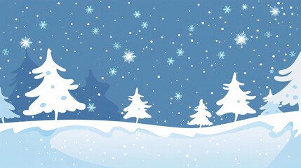 A delightful blue cartoon Christmas background that exudes a festive atmosphere. There are cartoon Christmas trees with colorful ornaments hanging from their branches