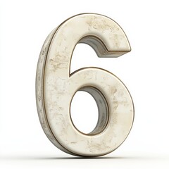 3D number 6 with dollar texture realistic modern design, soft lighting, white background. 