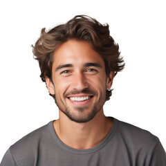 Obraz premium Portrait Of A Smiling Young Man In A Casual Grey Shirt