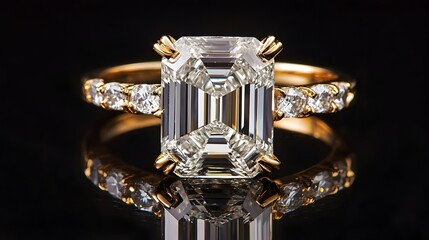 Exquisite Emerald Cut Diamond Ring in Radiant Gold Setting