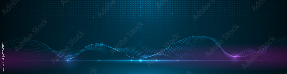 Leinwandbilder vector abstract dynamic, wave particle and dot. illustration technology background with dynamic mesh