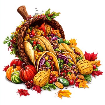 thanksgiving cornucopia overflowing tacos clip art preview