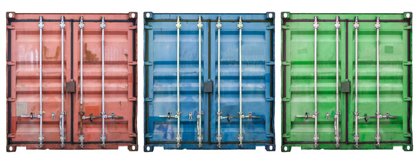Three Isolated Shipping Containers