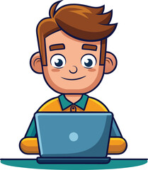 Man using laptop illustration cartoon character