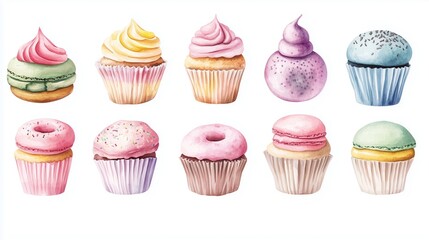 10 clipart images of desserts for advertising bakery shops or posters.