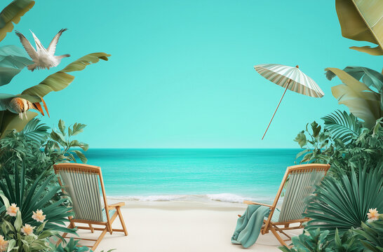 Retirement Card Design: Relaxing Beach Scene with Text Space